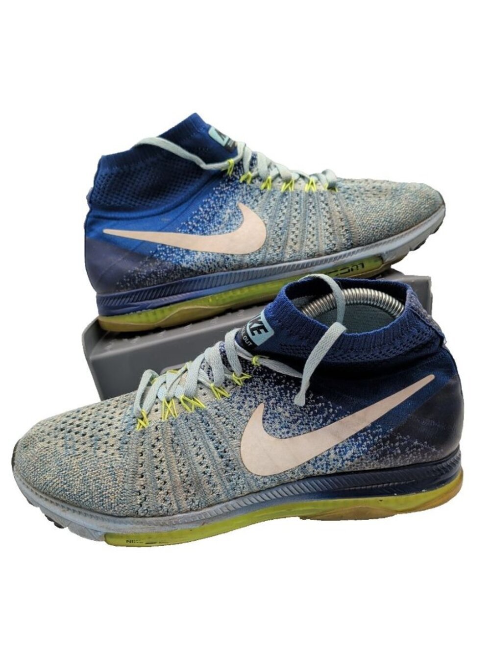 Womens Nike Zoom All Out Flyknit Trail Running Shoes Blue Green 845361400 us 9.5